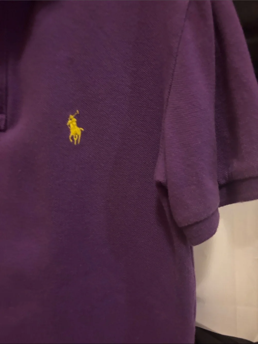Polo by Ralph Lauren Purple Short-Sleeve Mesh Polo with Yellow Logo